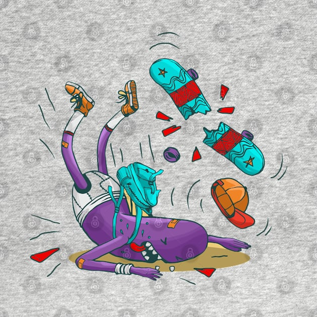 crashed monster skateboard illustration by Mako Design 